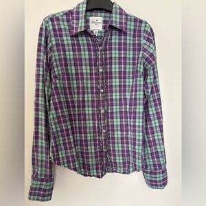 Bluenotes Purple, Blue and Green Plaid Shirt Size S